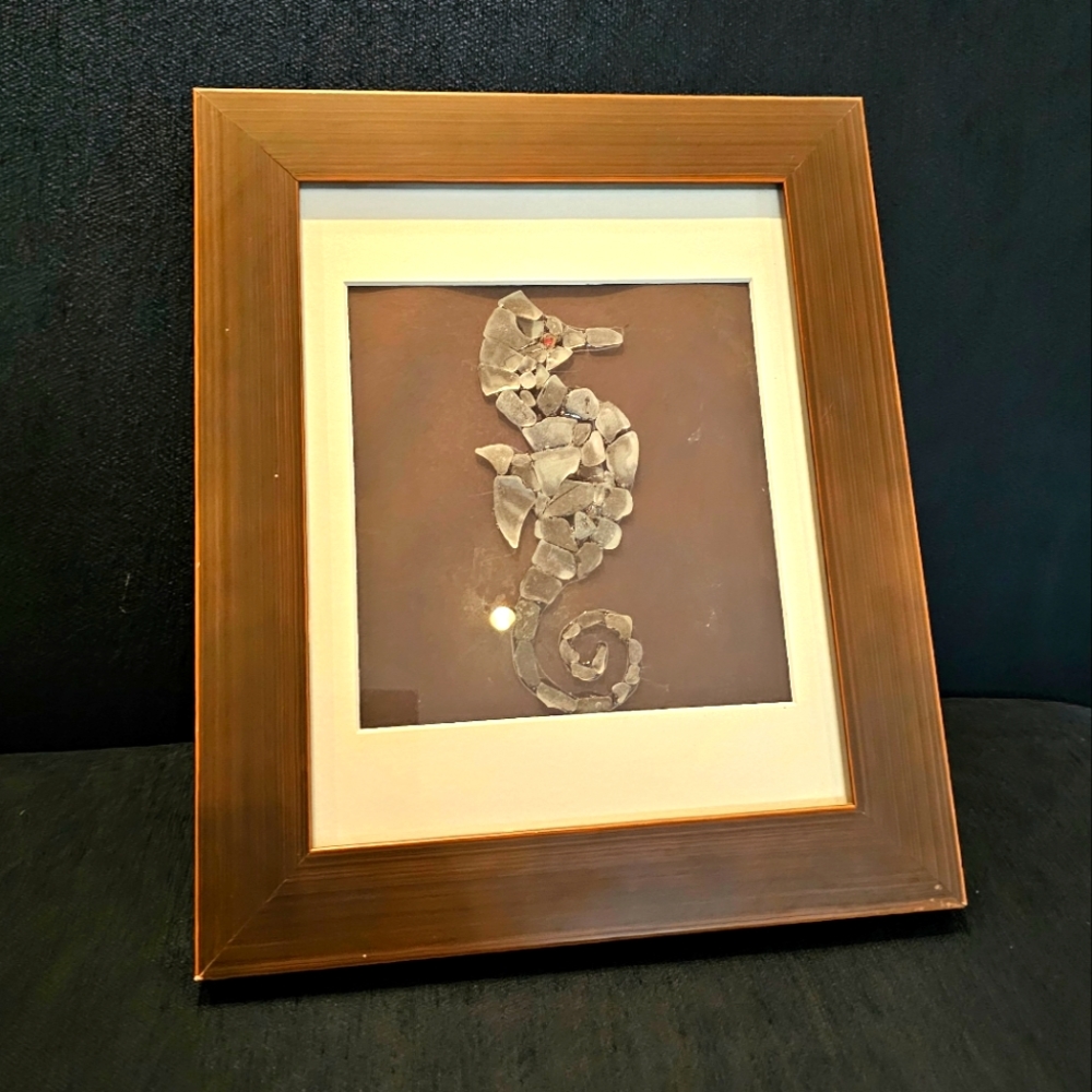 Framed sea glass Seahorse
